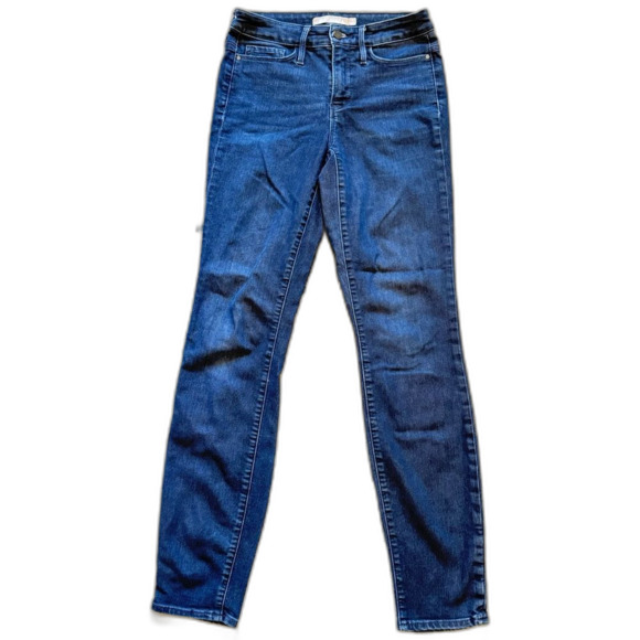 Athleta Sculptek Skinny Jeans Overdye Wash Dark Blue Denim Size 4 T Tall Long - Picture 2 of 9